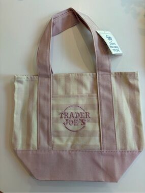 Trader Joe’s Striped Mini Canvas Tote - Pale Pink